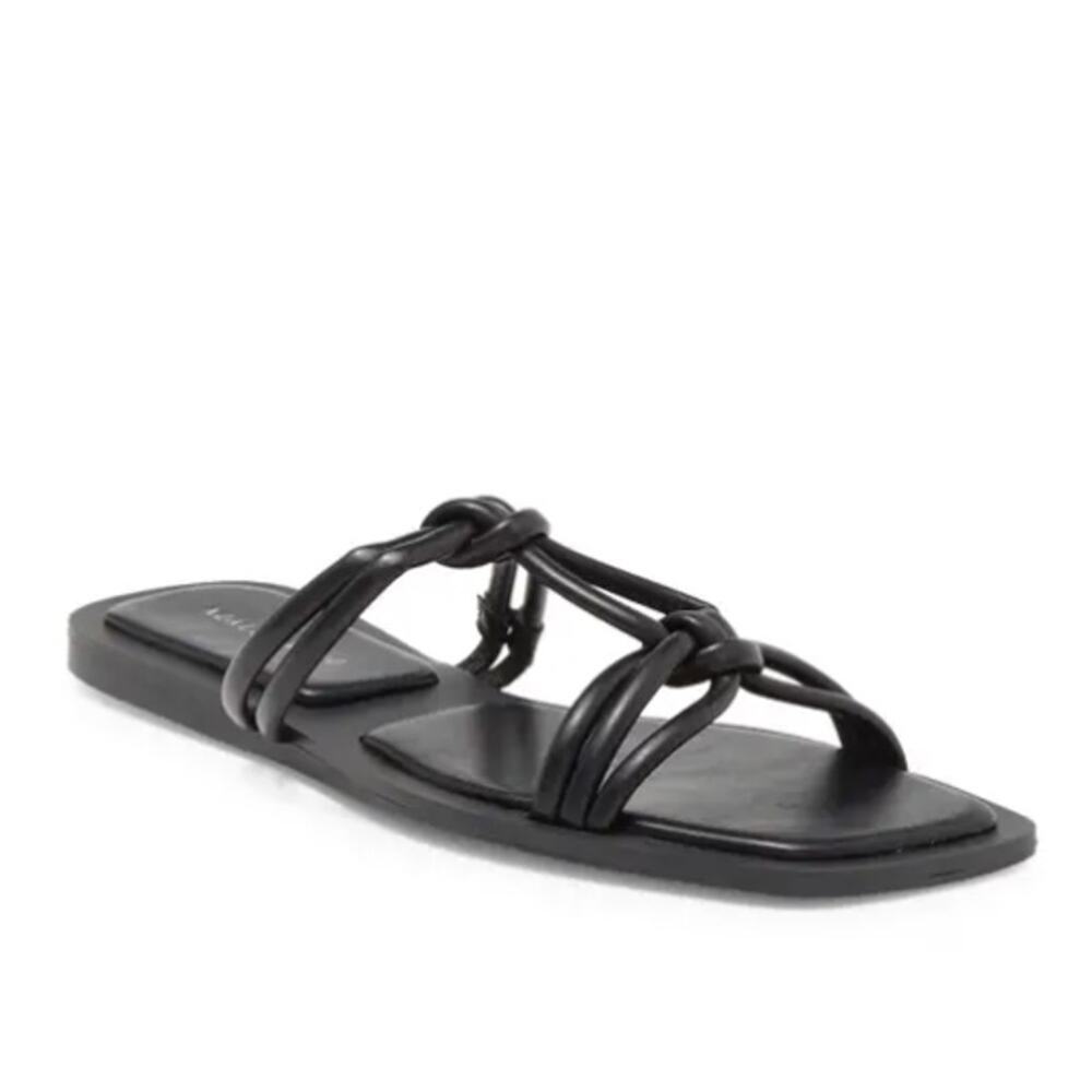 Women’s Black Knotted Strap Slide Sandals